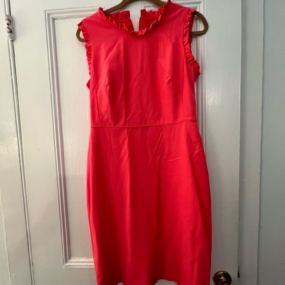 J. Crew Bright Pink Ruffle Mini Dress